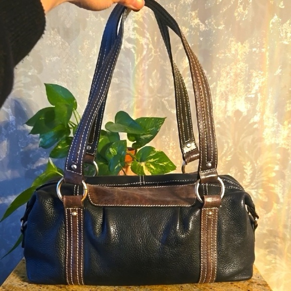 Vintage Wilsons Leather Black and Brown Leather Handbag